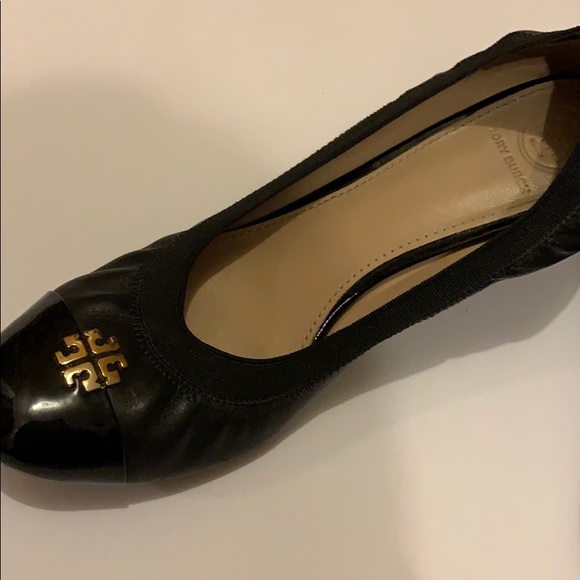 Tory Burch Logo Wedges, black Sz 9.5 - Picture 3 of 4
